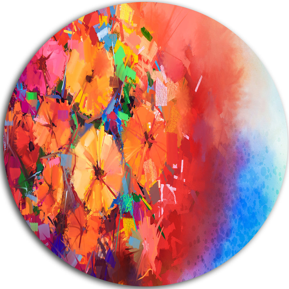 Bouquet Of Gerbera Flowers, Floral Round Wall Art, 23"