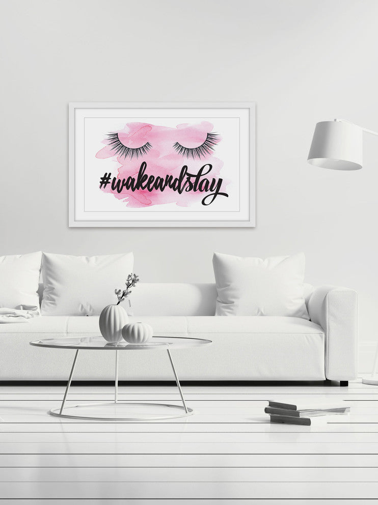 Marmont Hill, "Wake Up and Slay Pink" by Amanda Greenwood Framed Painting, 45x30