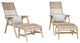 4-Piece Teak Bohemian Basket Lounger Set With Matching Ottomans