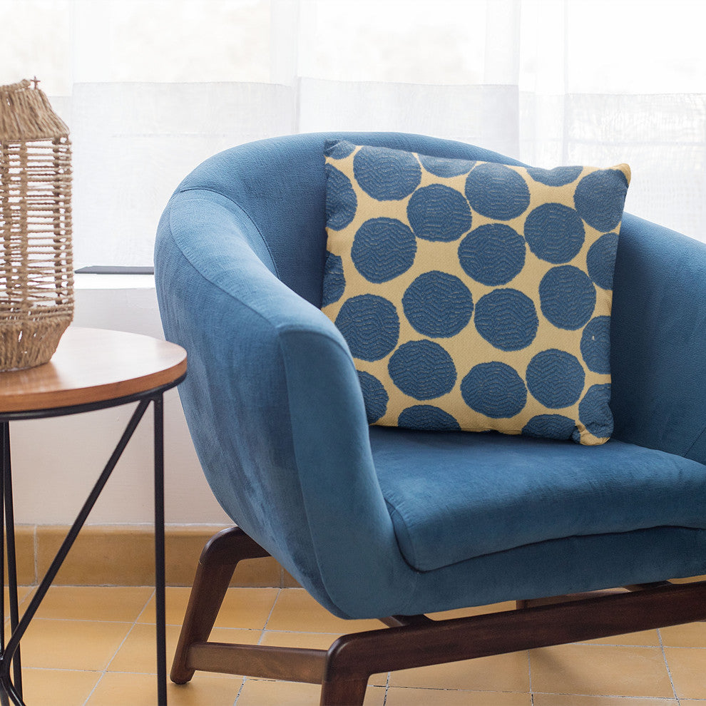 Plutus Blue Spotty Dot Luxury Throw Pillow, 20"x20"