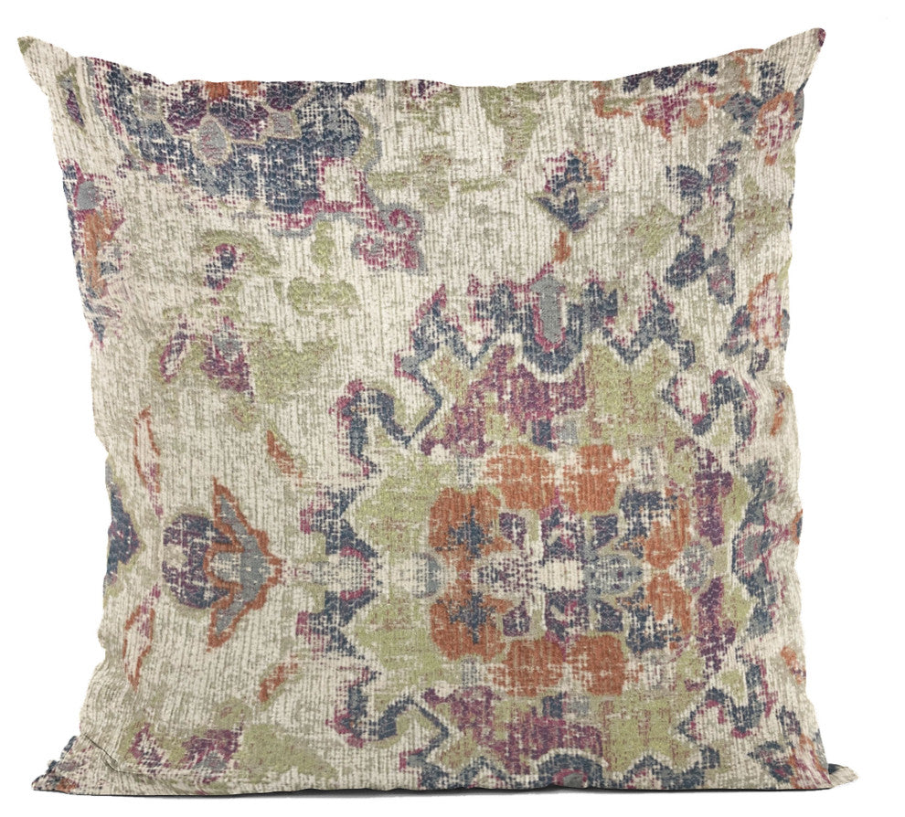 Plutus Multi-Color Mayan Damask Luxury Throw Pillow, 20"x20"
