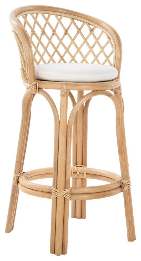 Rattan Criss-Cross Bar Stool, Natural
