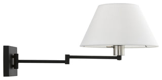 1 Light Black With Brushed Nickel Accent Swing Arm Lamp