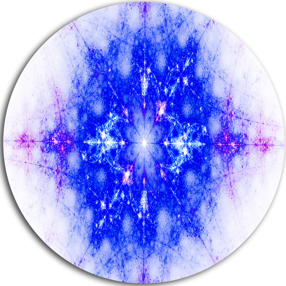 Blue Illustration Pattern, Abstract Digital Art Round Wall Art, 23"