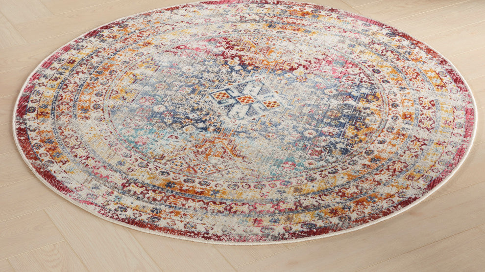 Nourison Vintage Kashan 4' x Round Multicolor Vintage Indoor Area Rug