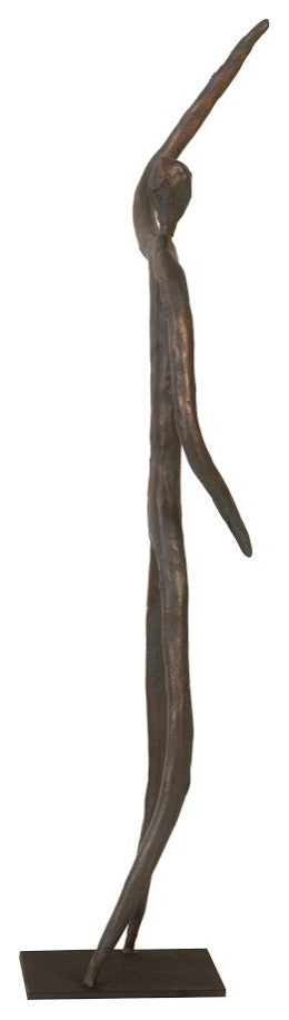 Abstract Figure on Metal Base, Bronze Finish, Arm Up