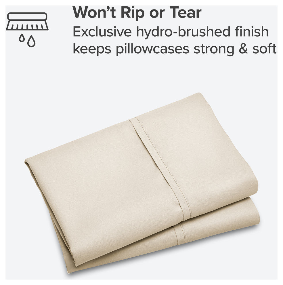 Bare Home Microfiber Pillowcases - Set of 2, Sand, King