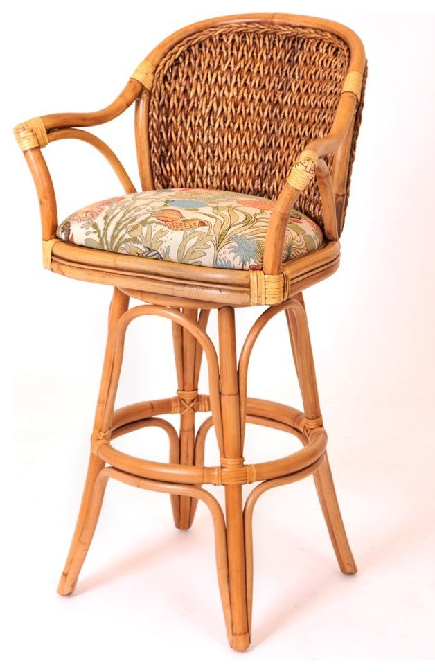 Panama 24" Swivel Barstool In Antique Honey With Dum Dum Natural