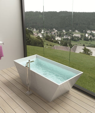ADM Rectangular Freestanding Bathtub, Matte White, 64.2"