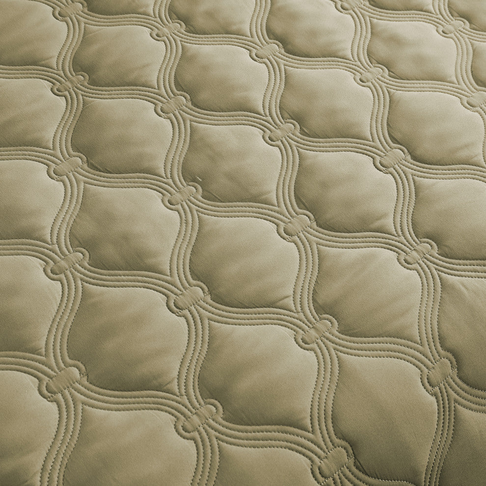 Bradly Down Alternative Quilted Bed Spread Set, Antique Bronze, King