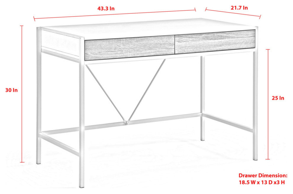 Loft Lyfe Anisa Desk, 2 Storage Drawers, Natural/Bronze