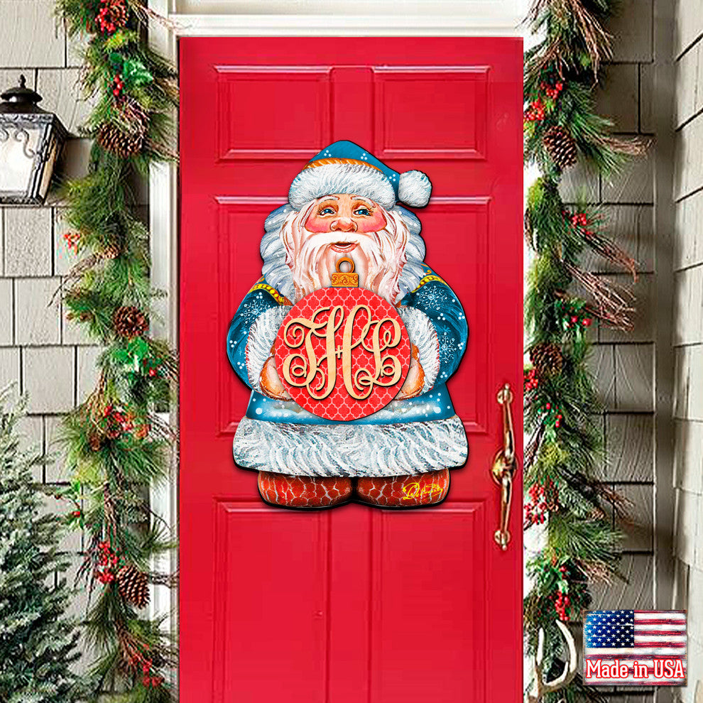 Merry Christmas Santa Red Ball Personalized Door Hanger