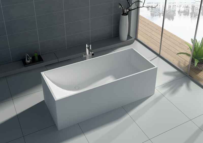 Dyconn Faucet Brava Solid Surface Freestanding Bathtub 67" With Overflow