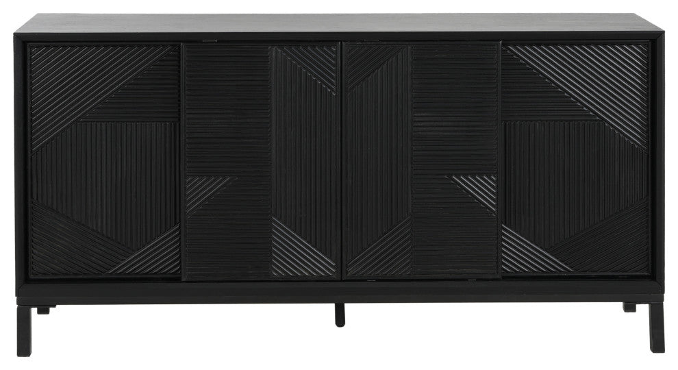 GDF Studio Mavis MDF Accent Cabinet With Sliding Doors, Black