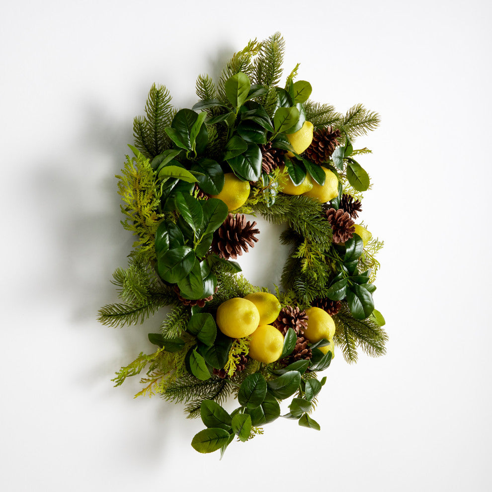 Lemon and Mixed Botanicals Wreath, 26"