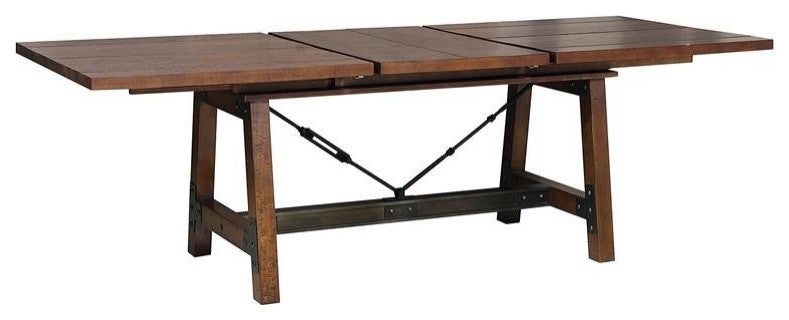 Lexicon Holverson Wood Dining Room Table in Rustic Brown and Gunmetal