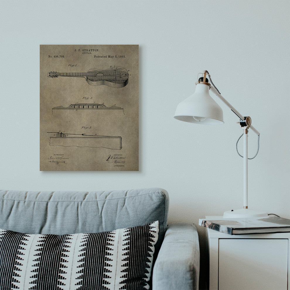 Patent Vintage Guitar Brown Te"xture Design, 24"x30"