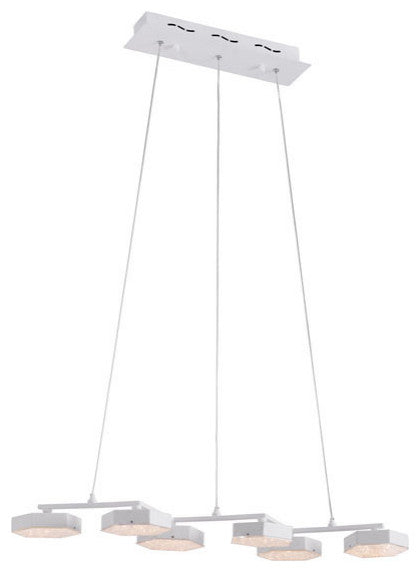 HomeRoots 29.5" X 10.2" X 43.3" White Acrylic Painted Metal Ceiling Lamp