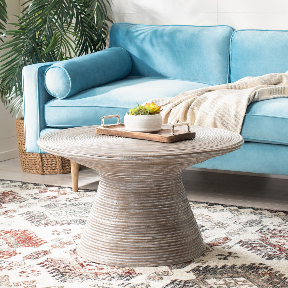 Safavieh Cristina Rattan Coffee Table, Grey White Wash
