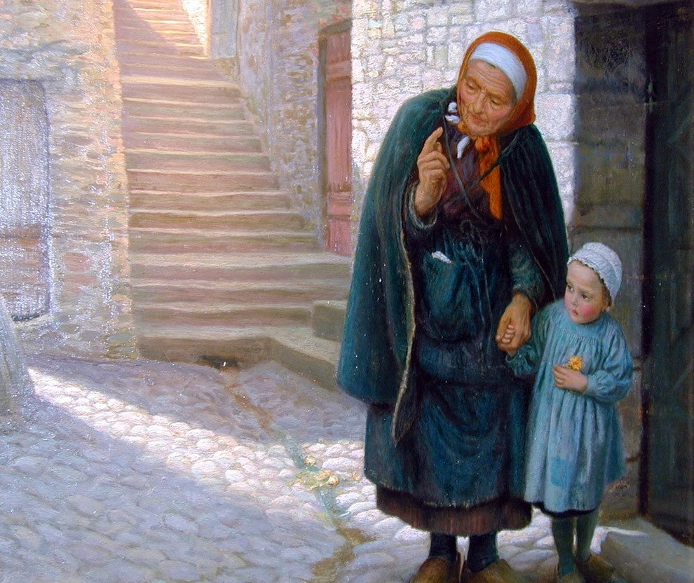 Arthur Hughes Old Neighbour Gone Bye, 20"x25" Gallery Wrapped Canvas Print
