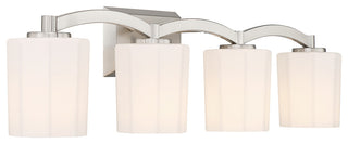 Whitney 4-Light Bathroom Vanity Light, Matte Black, Satin Nickel