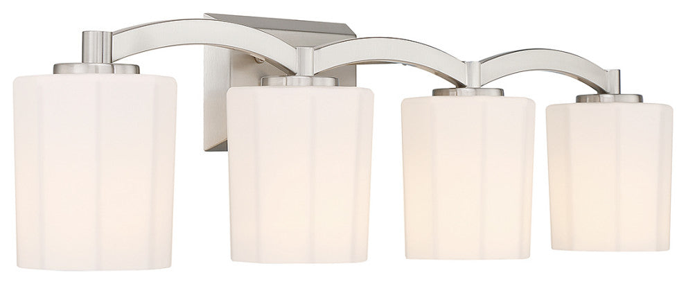 Whitney 4-Light Bathroom Vanity Light, Matte Black, Satin Nickel