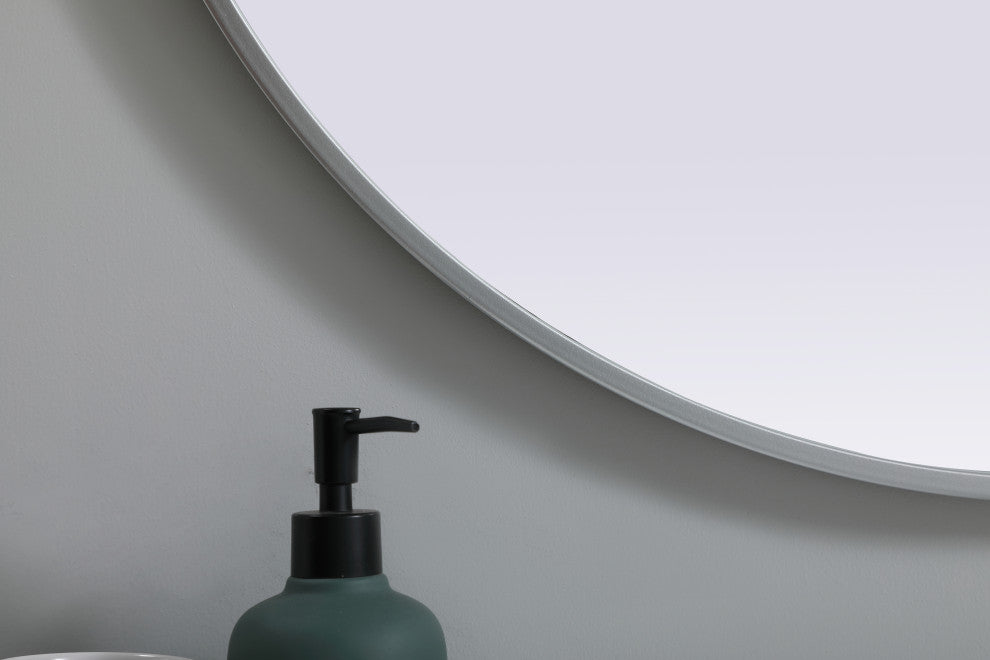 Metal Frame Oval Mirror 30X36 Inch, Silver