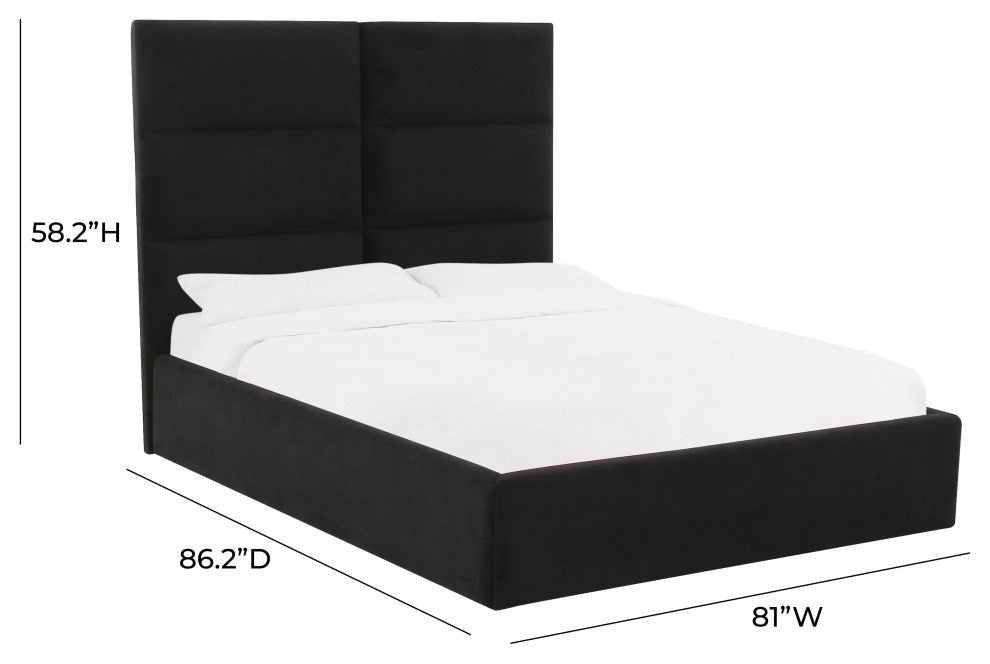 Eliana Black Velvet King Bed - Black