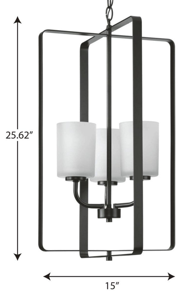 League Collection 3-Light Modern Farmhouse Foyer Chandelier, Matte Black