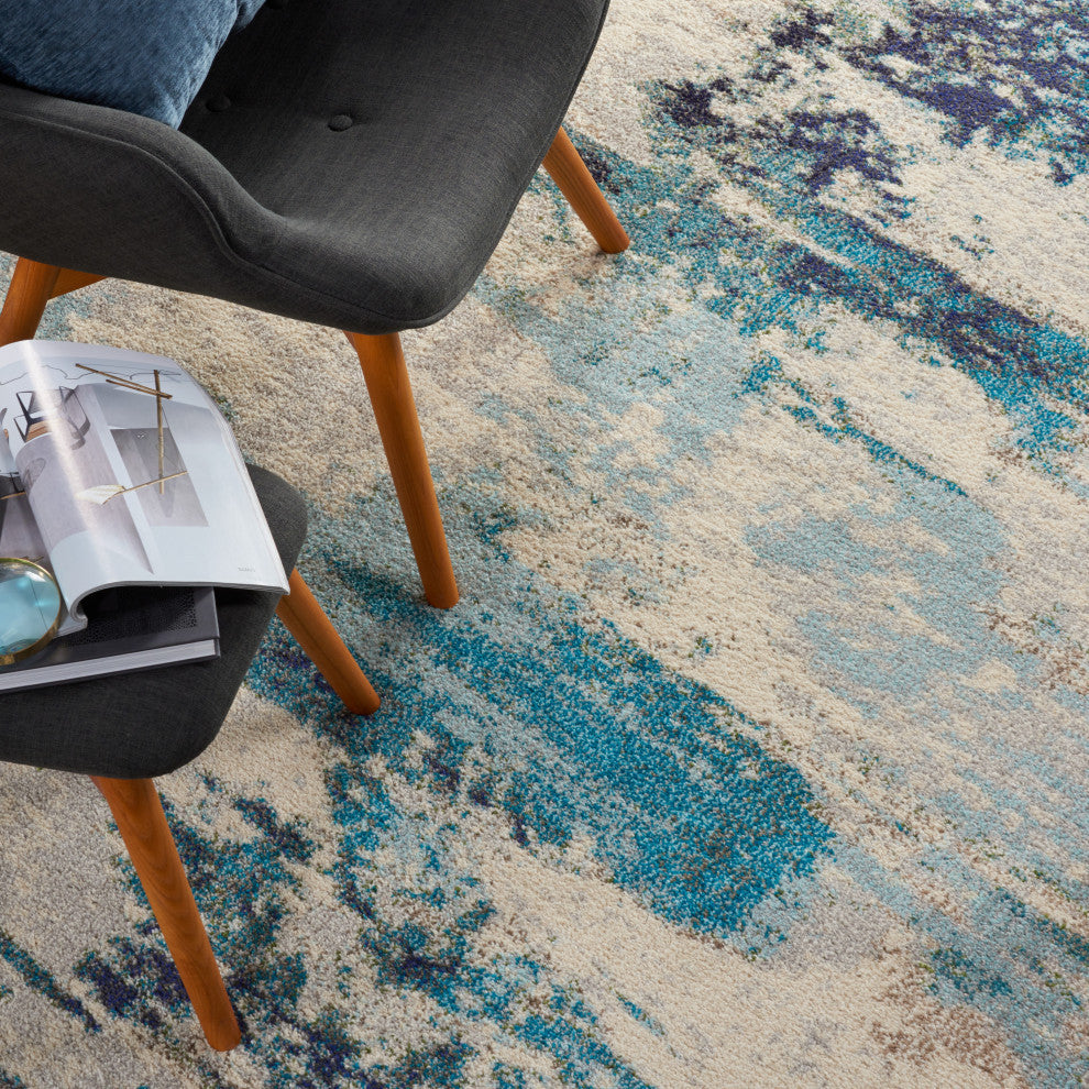 Nourison Celestial 6' x 9' Ivory/Teal Blue Modern Indoor Area Rug