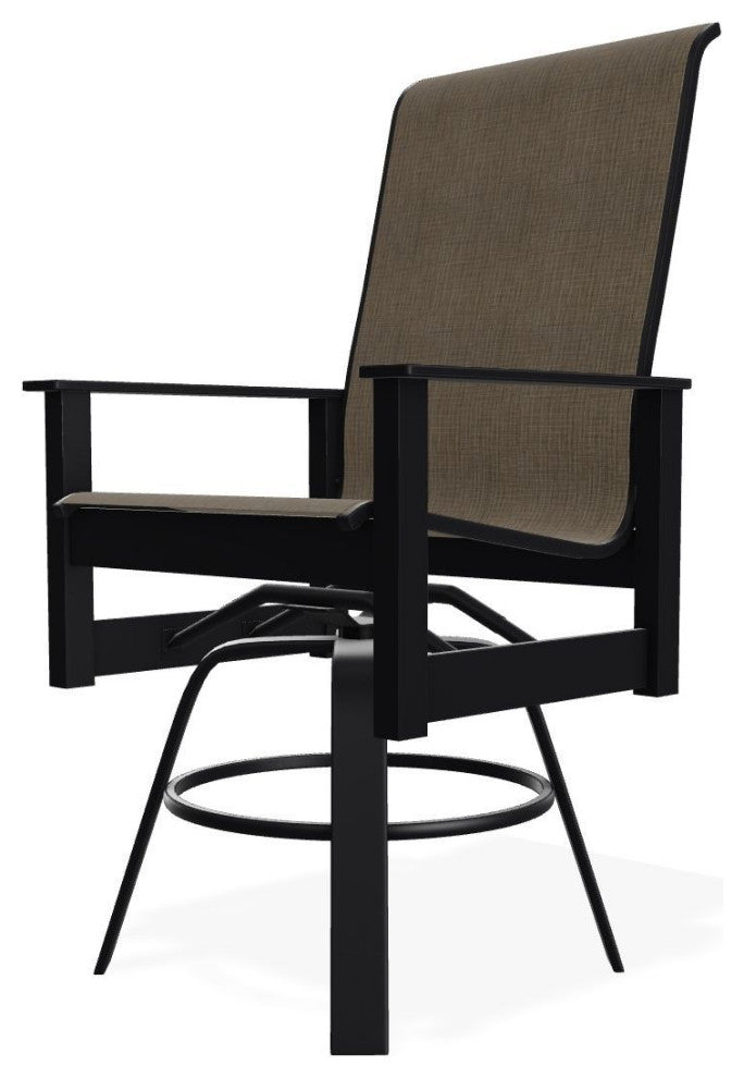 Leeward Sling Balcony Height Outdoor Swivel Armchair, Kora/Black