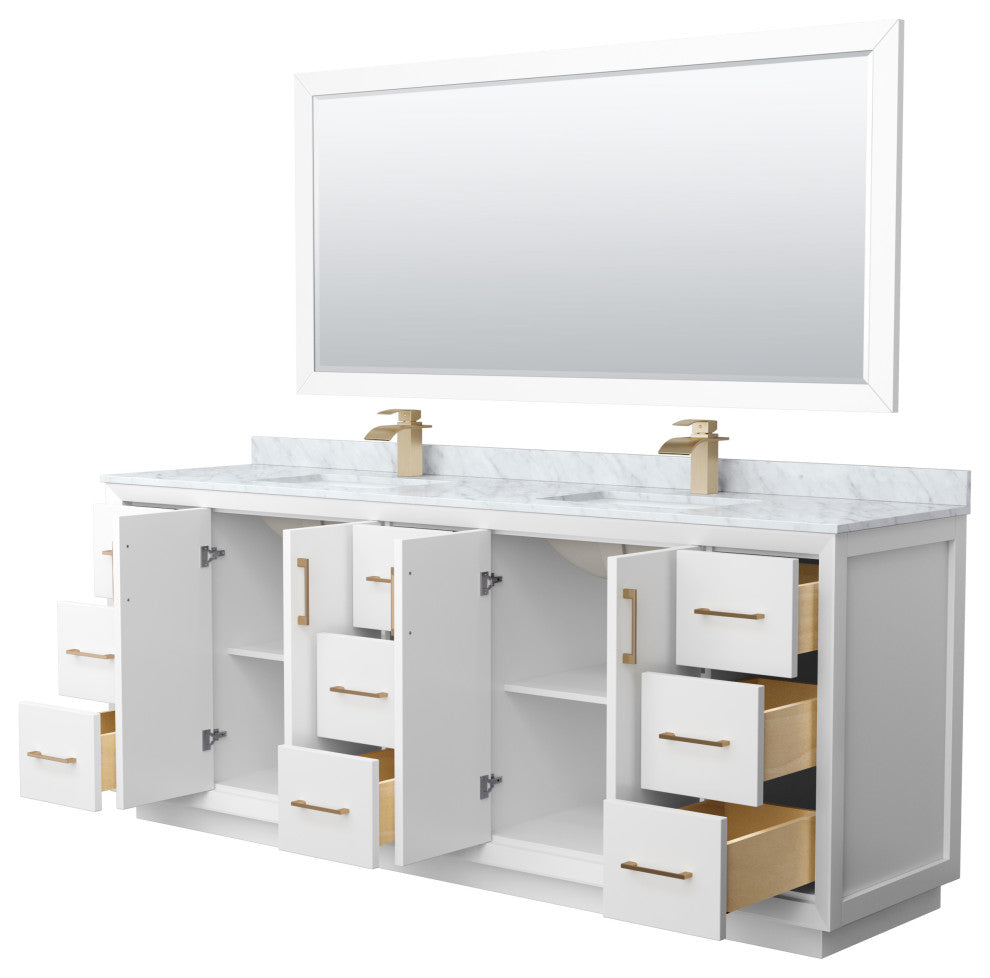 Wyndham WCF414184DWZCMUNSM70 Strada 84 Inch Double Bathroom Vanity in White