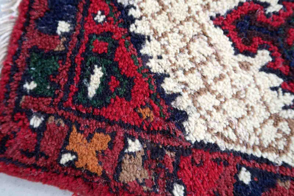 Handmade Vintage Persian Hamadan Mat 1.3'x1.9', 41cmx59cm, 1970s