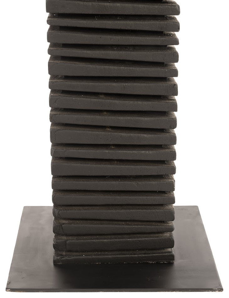 Black Wood Abstract Sculpture, 7x6x83"