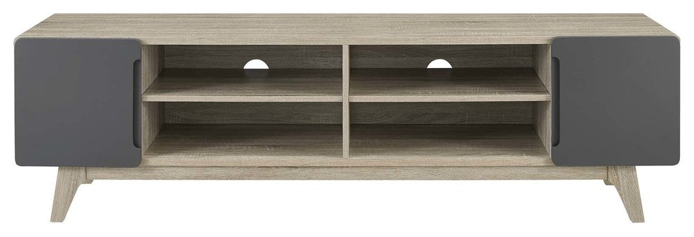 Tread 70" Media Console TV Stand, Natural Gray