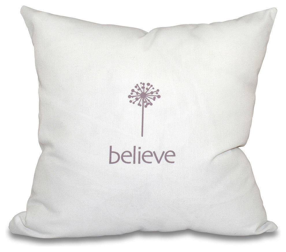 18"x18" Make A Wish, Word Print Pillow, Lavender