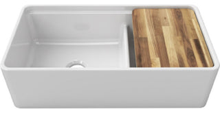 LaToscana Double-Bowl Reversible Fireclay Sink, White, 36"