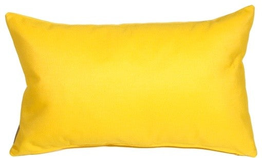 Pillow Decor - Sunbrella Solid Color Outdoor Pillow, Sunflower Yellow, 12" X 20"