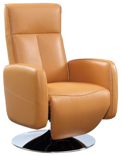 Milan Top Grain Leather Ergonomic 2-Motor Powered Recliner, cognac