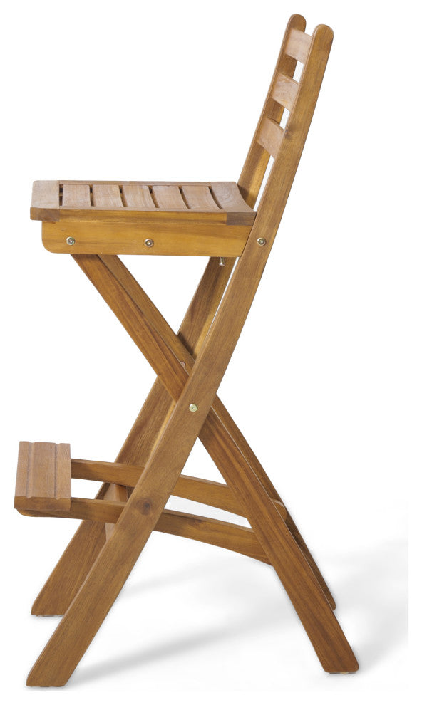 GDF Studio Atlantic Foldable Outdoor Wood Bar Stool