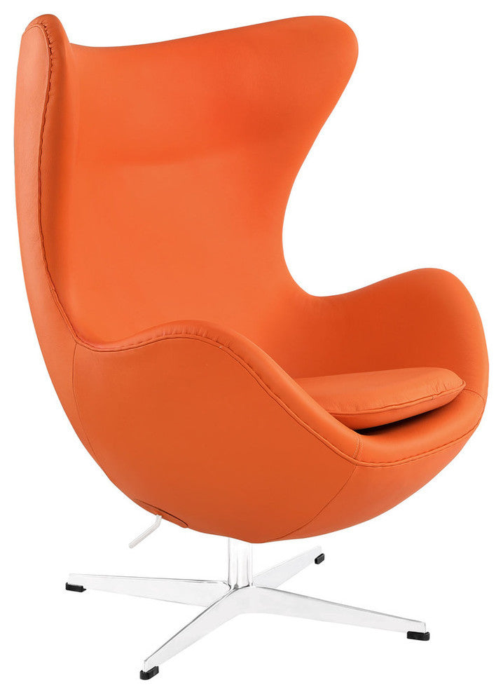Modern Contemporary Living Room Leather Lounge Chair Black, Orange