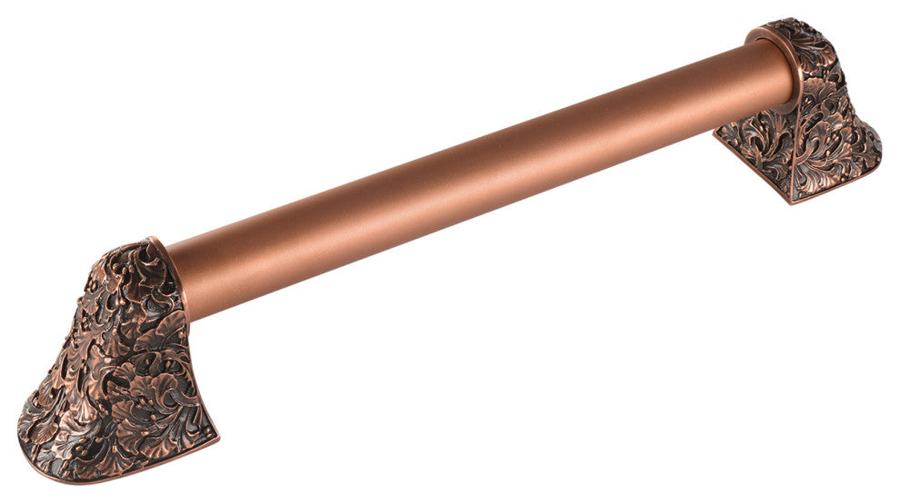 Florid Leaves Appliance Pull, Antique Copper, 16", Plain