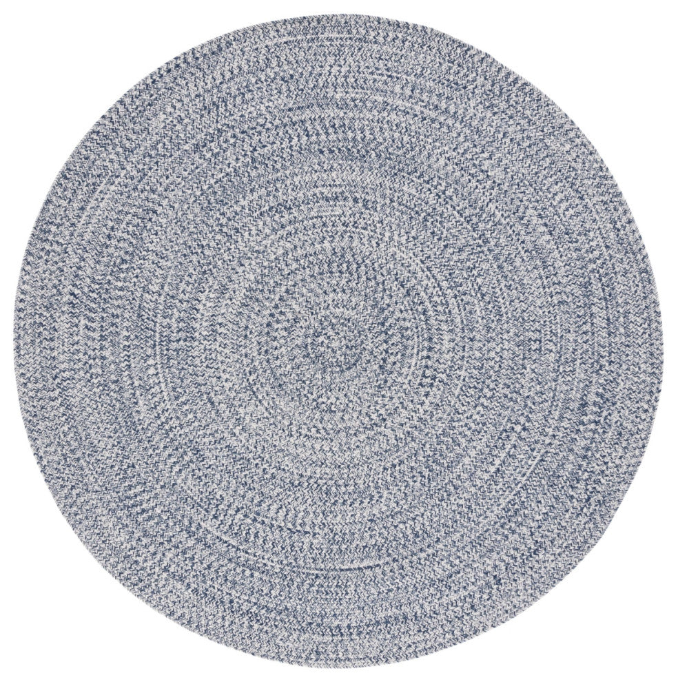 Safavieh Braided BRA201 Rug Machine-Washable, Dark Blue/Ivory, 8' Round