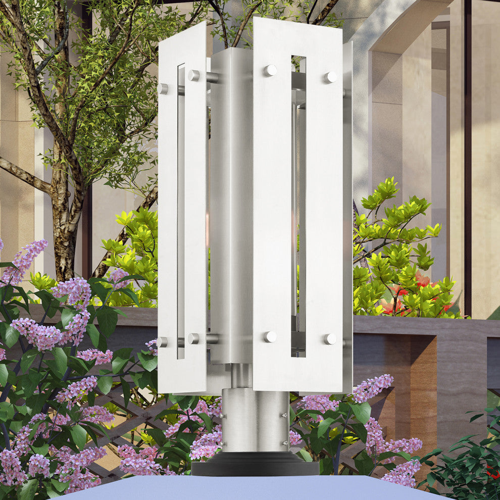 Livex Lighting Utrecht 1 Light Brushed Nickel Large Outdoor Post Top Lantern