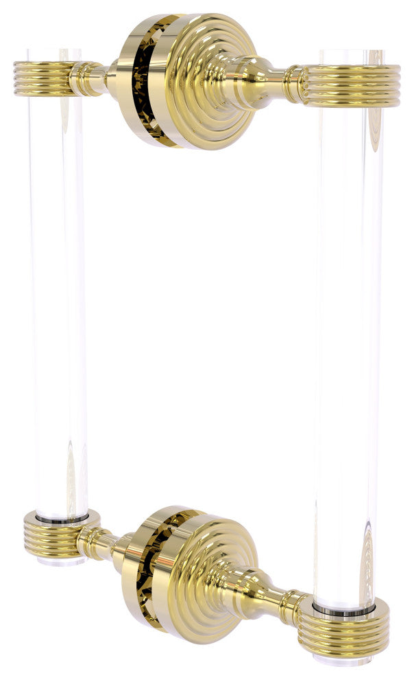 Pacific Grove 8" Groovy Accent Back to Back Shower Door Pull, Unlacquered Brass