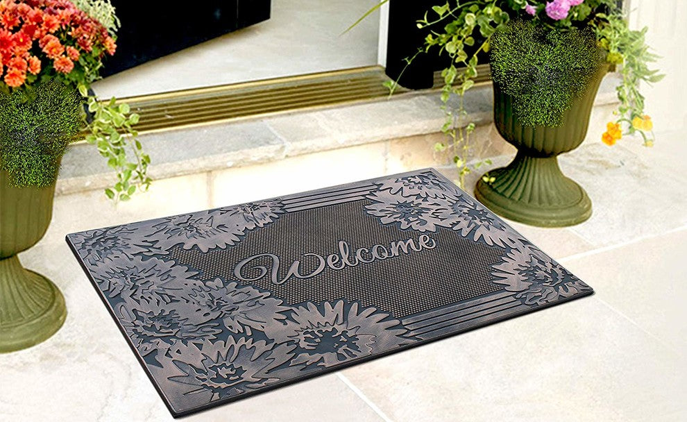 Welcome Rubber Pin Mat, Copper Hand Finished, Heavy Duty Doormat, 18"x30"