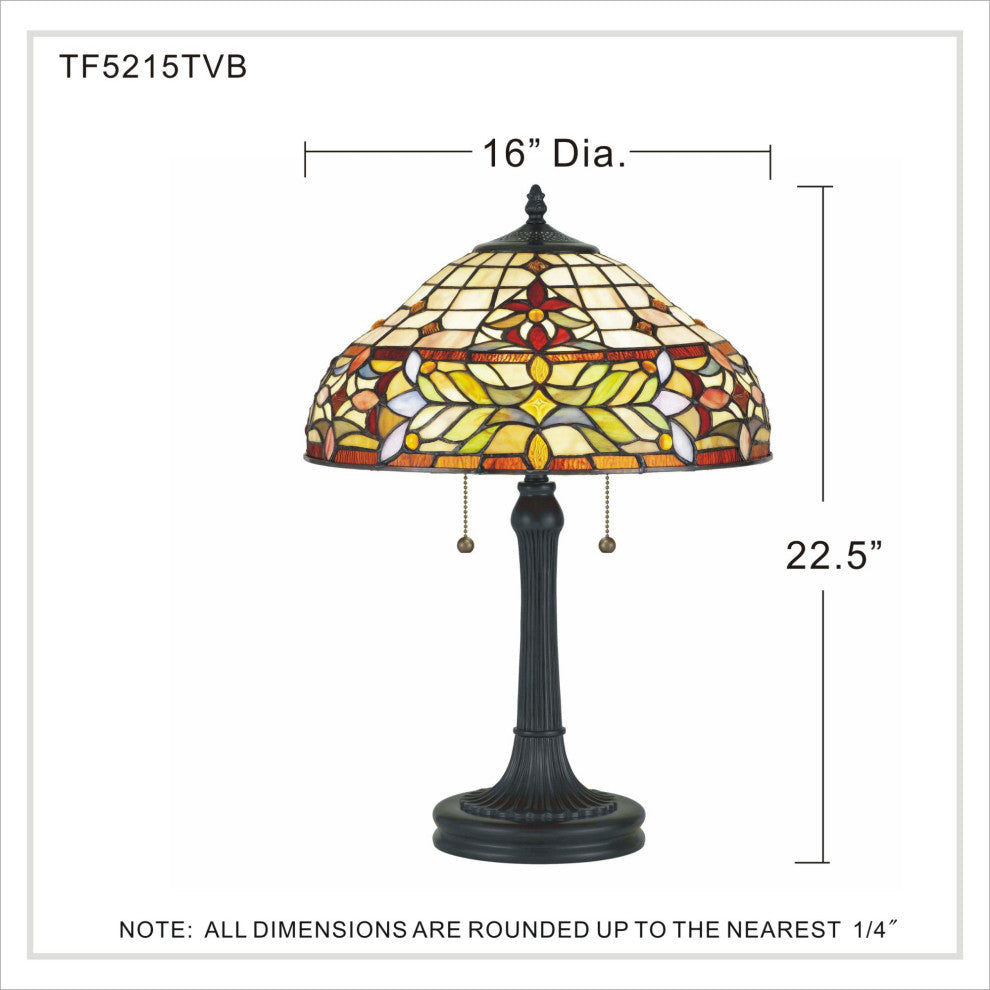Quoizel TF5215T Quinn 2 Light 23" Tall Tiffany Table Lamp - Vintage Bronze