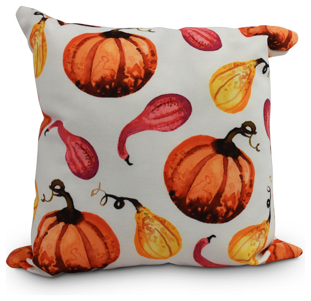 18" Gourds Galore Cream Fall Print Decorative Throw Pillow