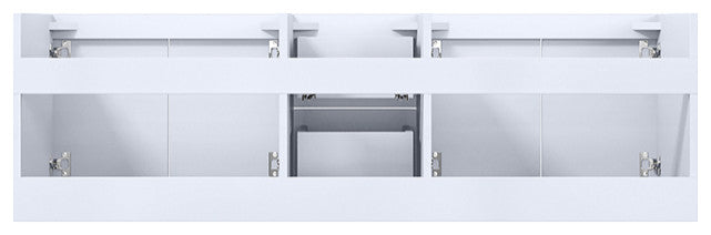 Geneva Transitional Glossy White 60" Double Vanity with 60" Led Mirror, no Top