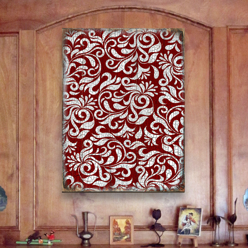 Decorative Pattern Wooden Block, 7"x5.5"